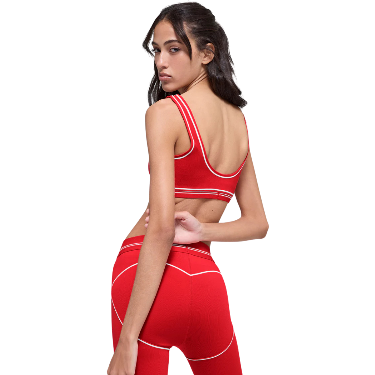 Alo Yoga Women's Airbrush Heart Throb Bra Bright Red White