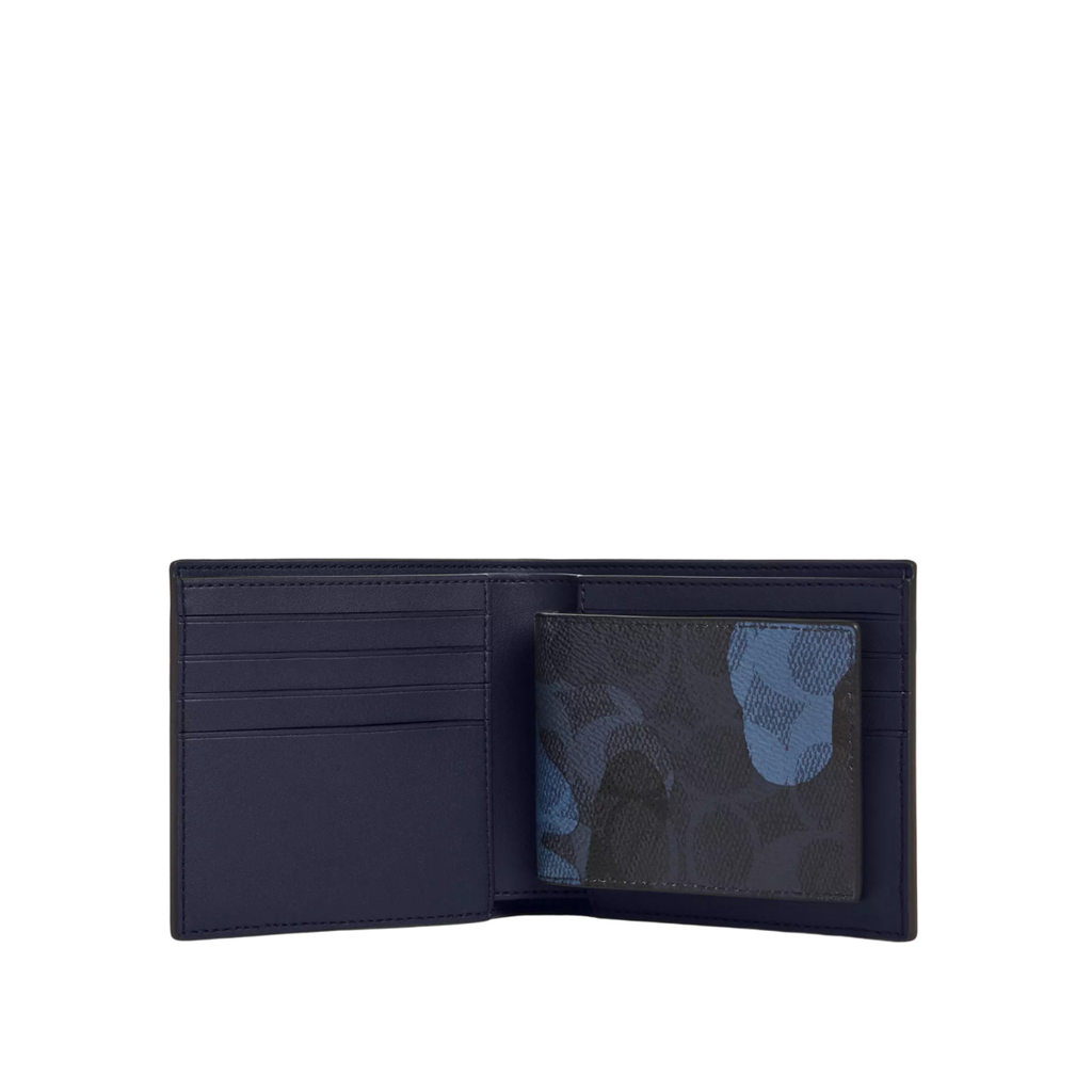 Coach 3-In-1 Wallet In Signature Camo Print Blue Multi