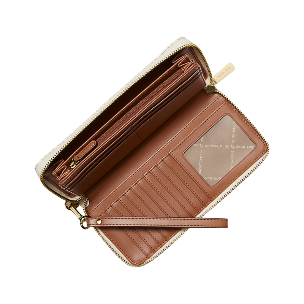 Michael Kors Jet Set Travel Large Logo Continental Wristlet Vanilla