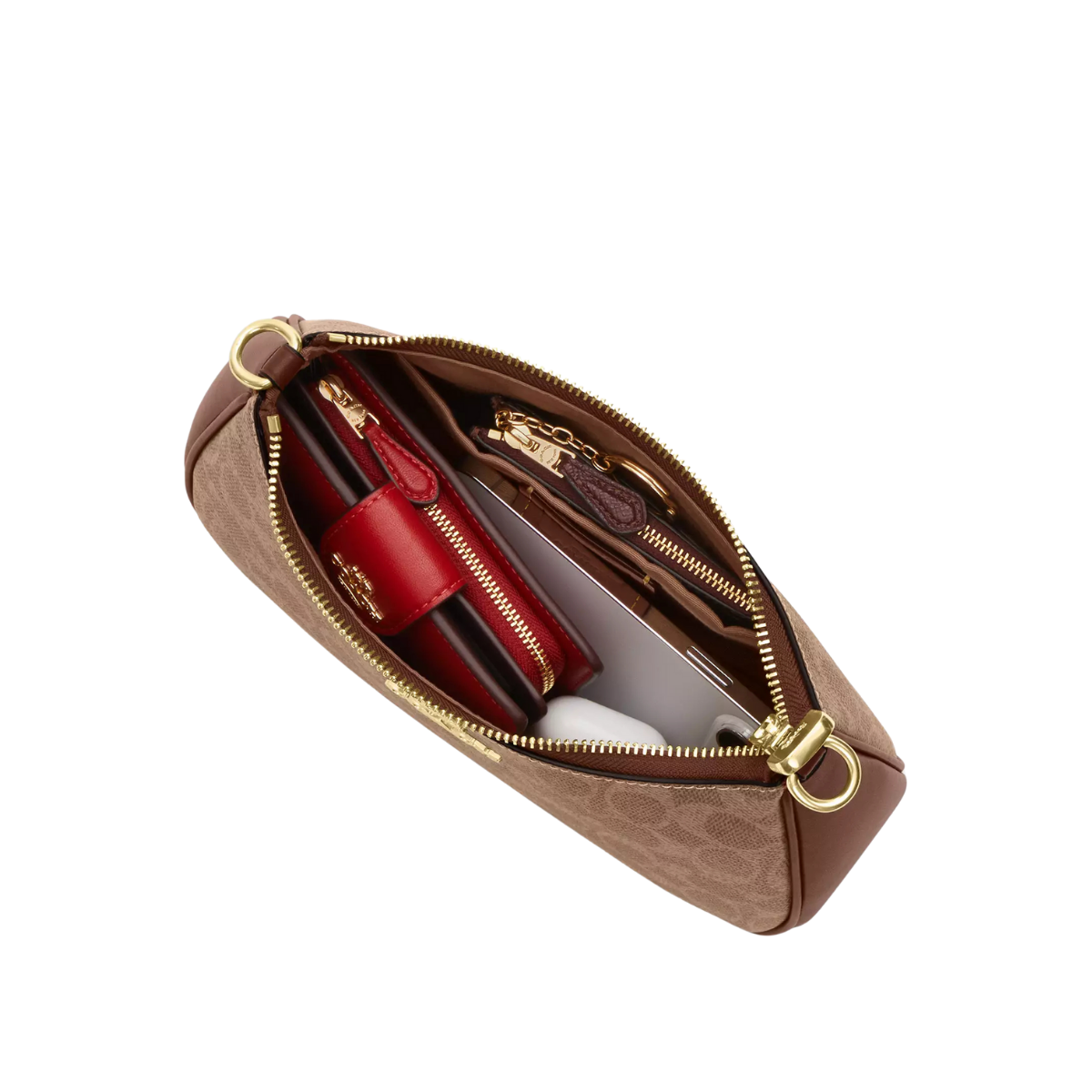 Coach Teri Shoulder Bag In Signature Canvas Gold Tan Brown