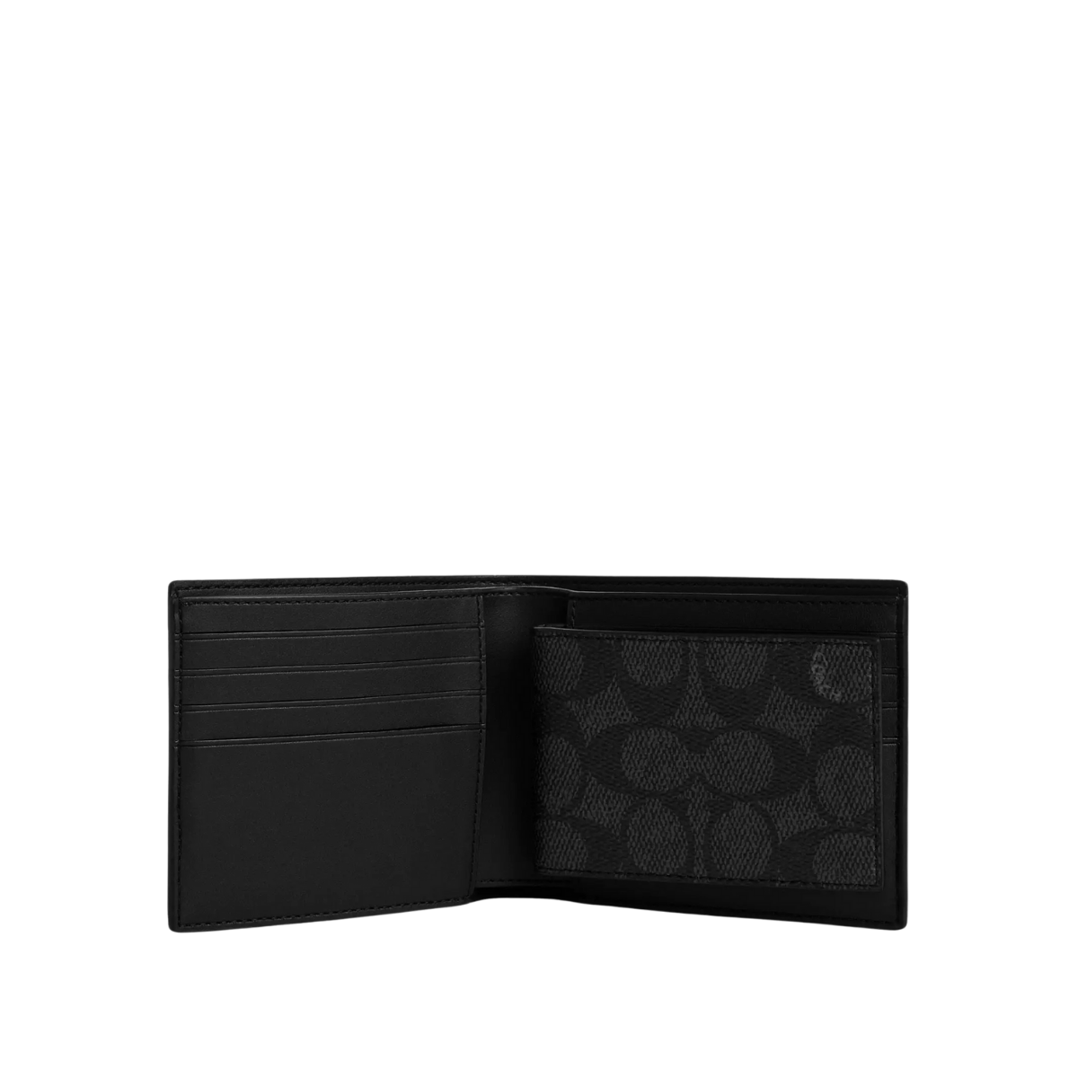 Coach 3-In-1 Wallet In Signature Canvas With Varsity Stripe Charcoal Denim Chalk