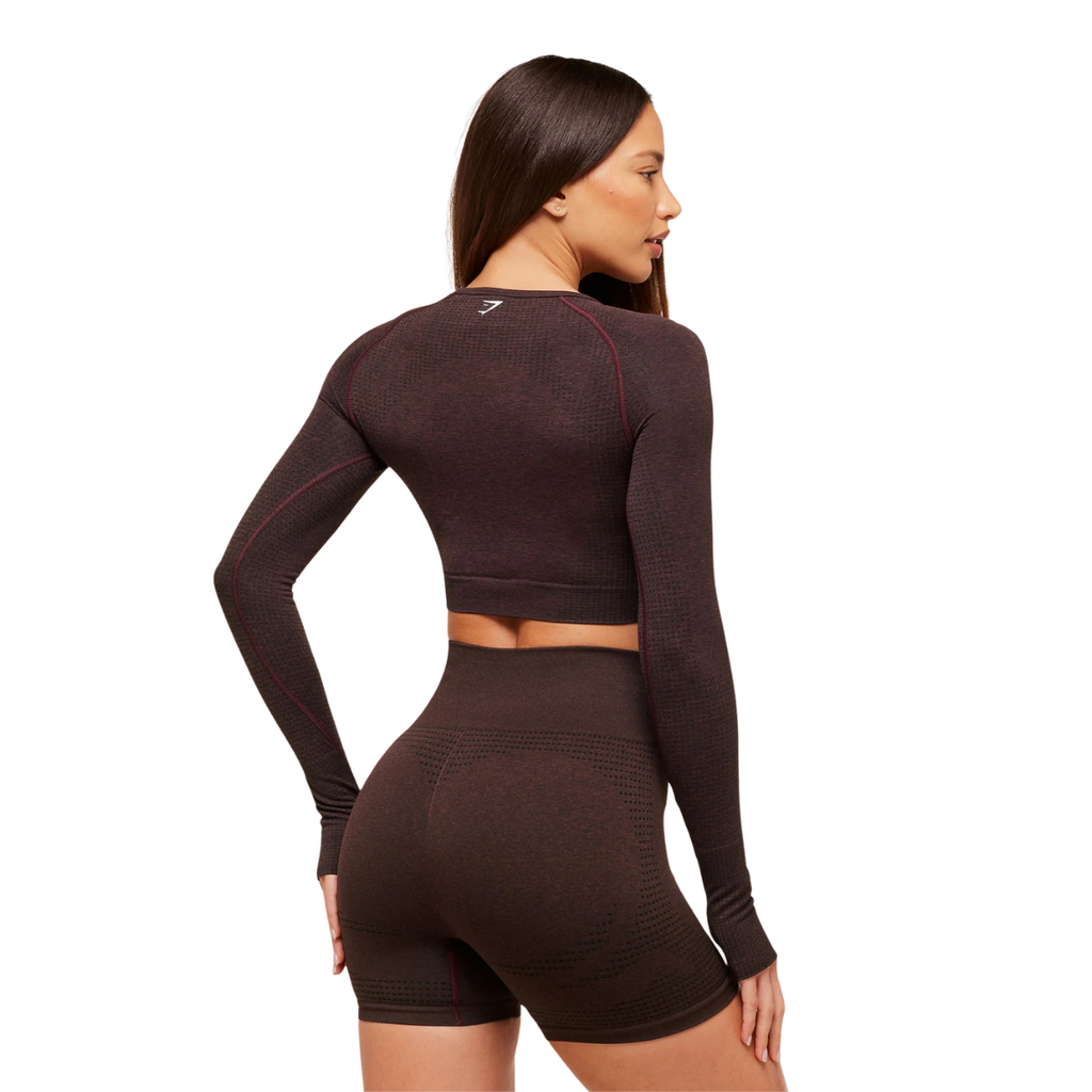 Women's Gymshark Vital Crop Top Rich Maroon Marl