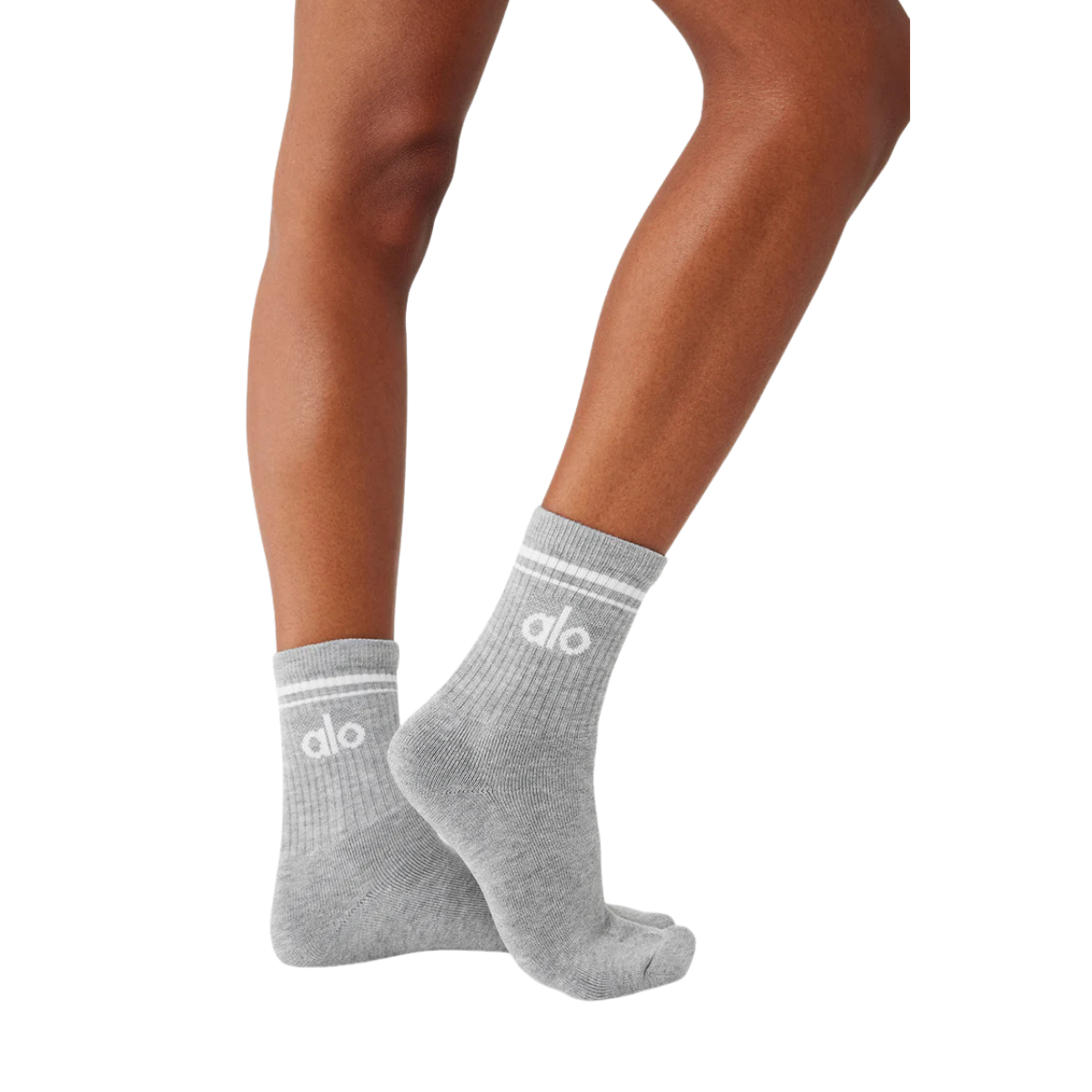 Alo Yoga Unisex Half-Crew Throwback Sock Athletic Heather Grey White