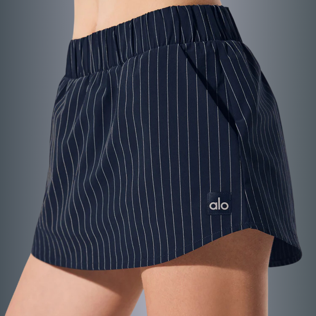 Alo Yoga Women's Pinstripe Daylight Mini Skirt Navy Ivory