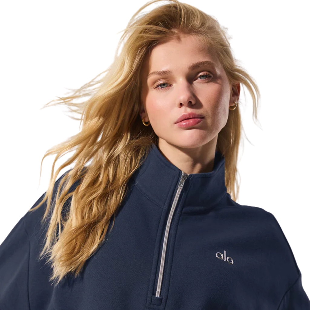 Alo Yoga Women's Accolade 1/4 Zip Pullover Navy