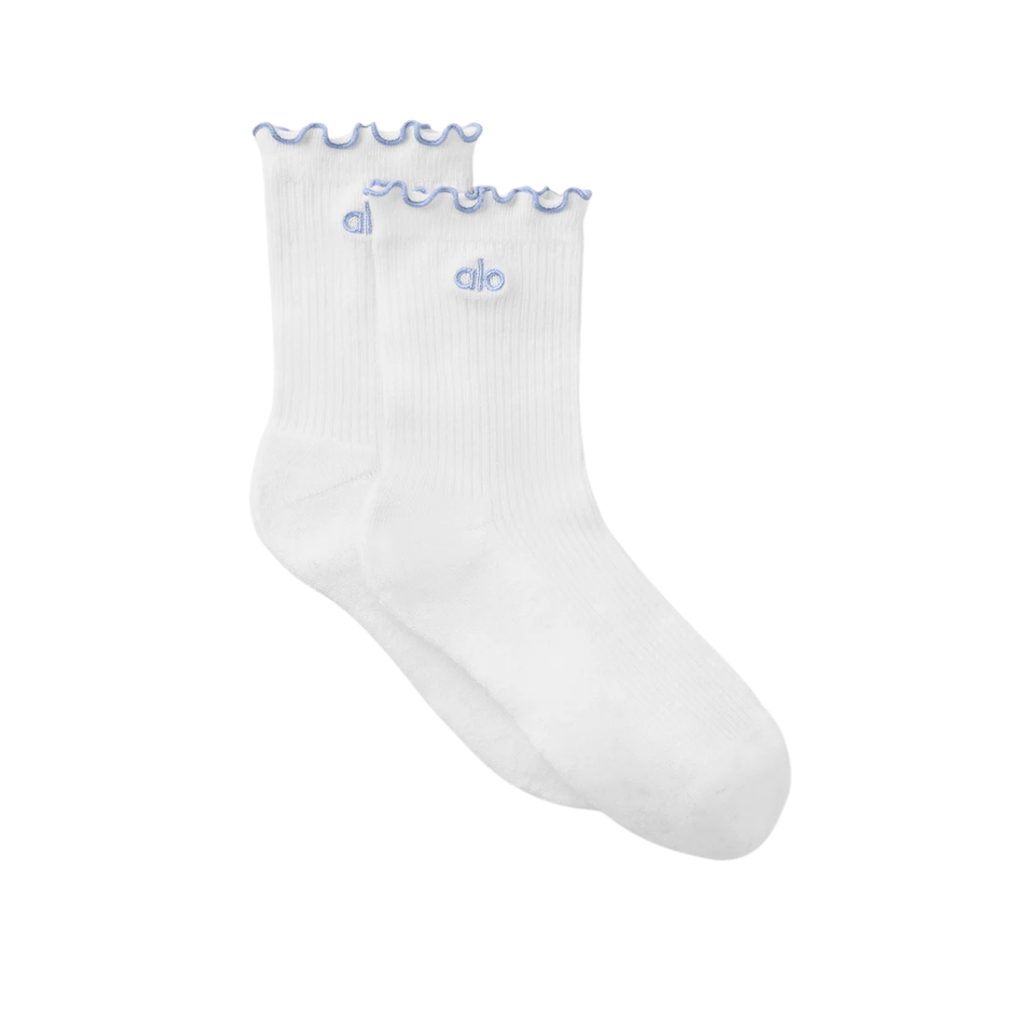 Alo Yoga Women's Lettuce Edge Sock White Winter Frost