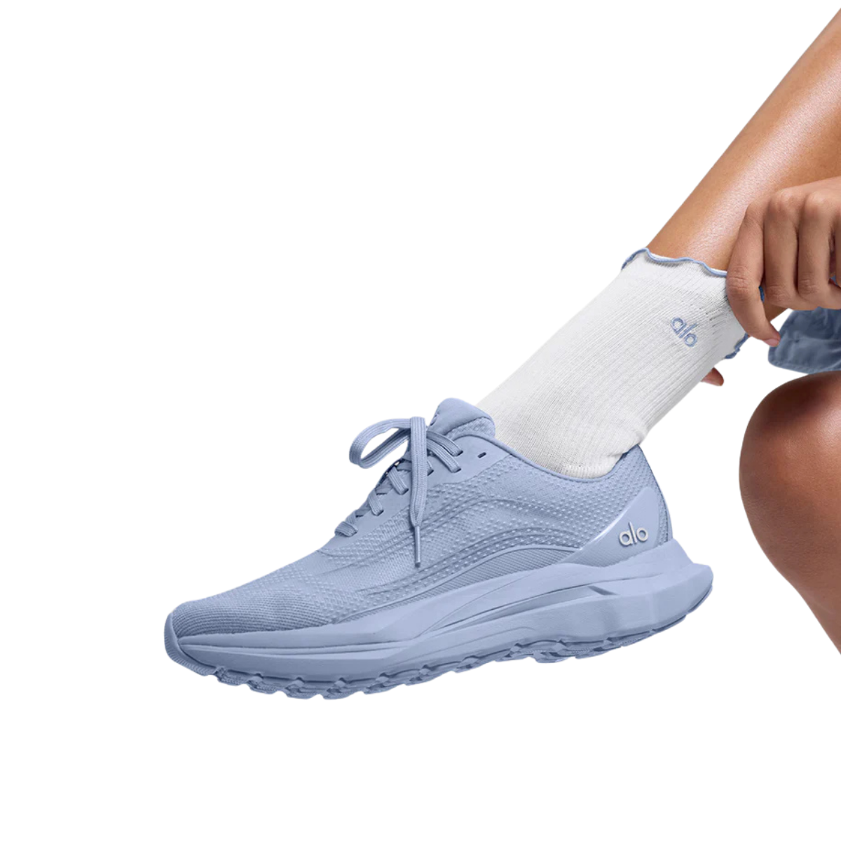 Alo Yoga Women's Lettuce Edge Sock White Winter Frost