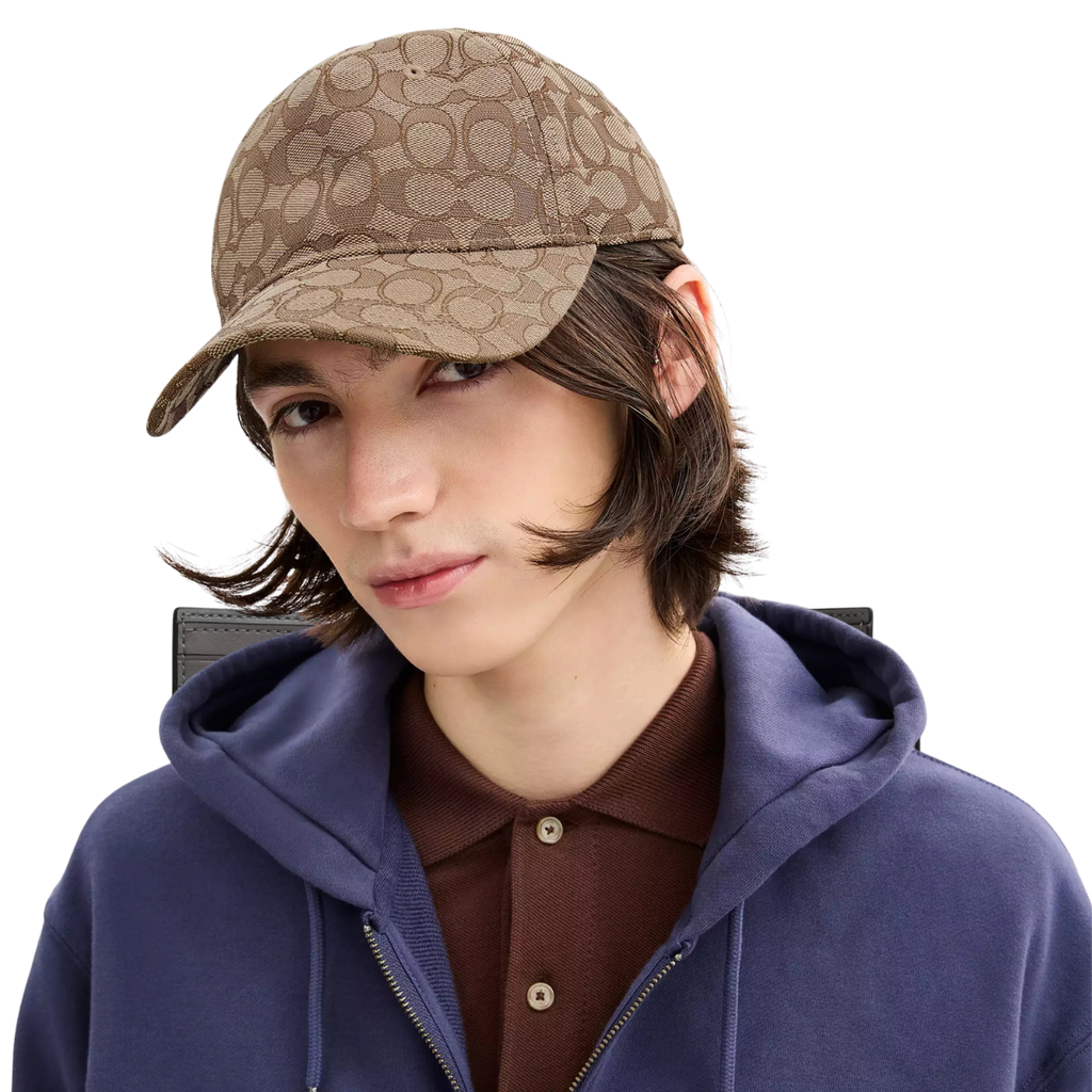 Coach Signature Jacquard Baseball Hat Tan
