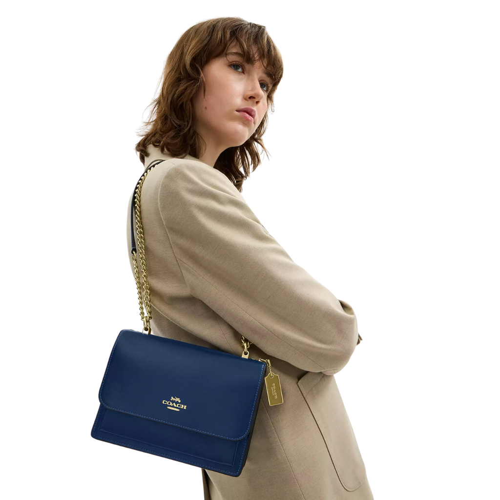 Coach Klare Crossbody Bag Calf Leather Gold Deep Blue