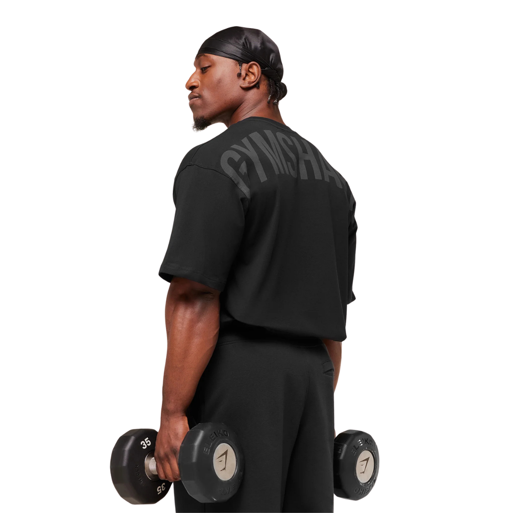 Gymshark Power T-Shirt Black Asphalt Grey