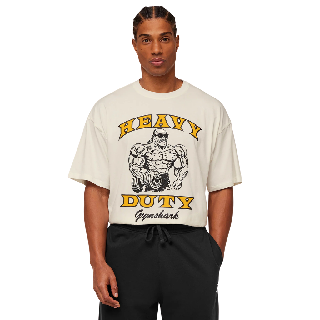 Gymshark Heavy Duty Bro Graphic T-Shirt GS Soft White