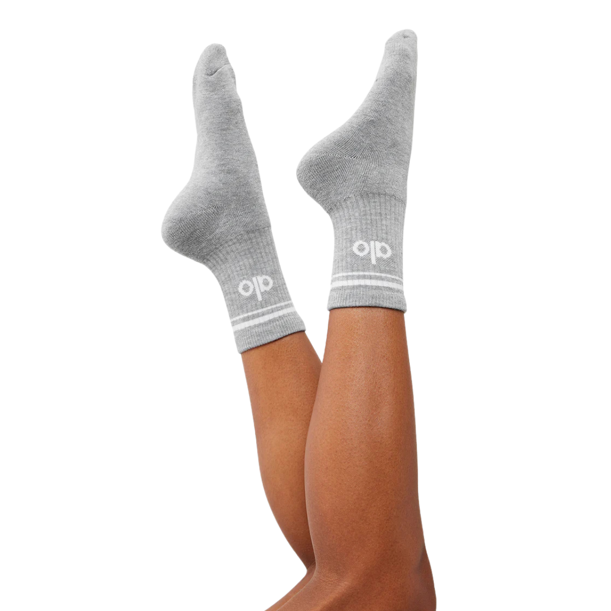Alo Yoga Unisex Half-Crew Throwback Sock Athletic Heather Grey White