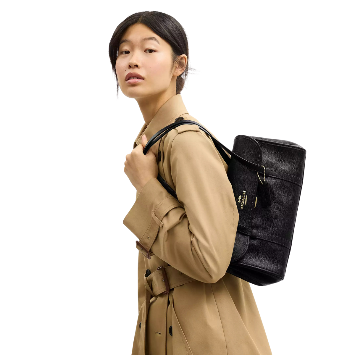 Coach Bridget Flap Shoulder Bag Gold Black