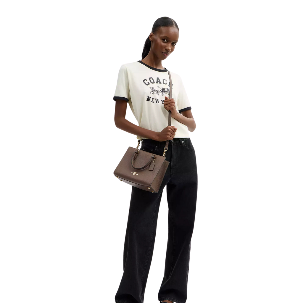 Coach Maggie Small Tote Bag Gold Dark Stone