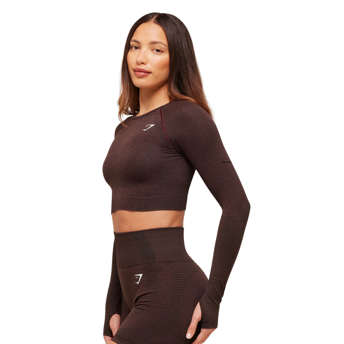 Women's Gymshark Vital Crop Top Rich Maroon Marl