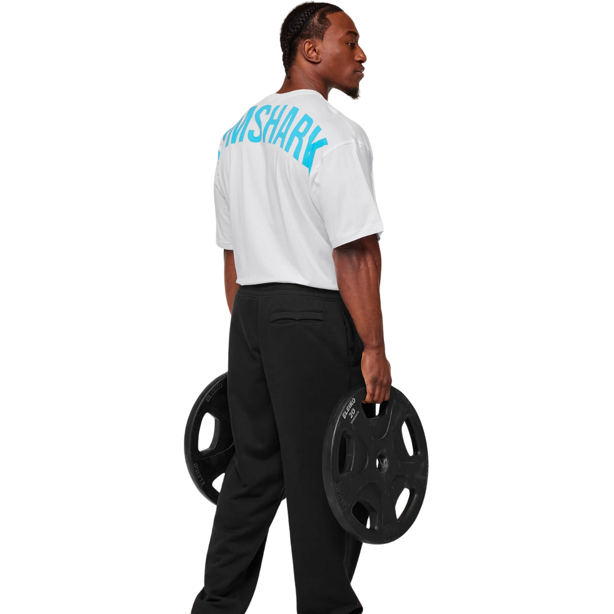 Gymshark Power T-Shirt GS White GS Brand Blue