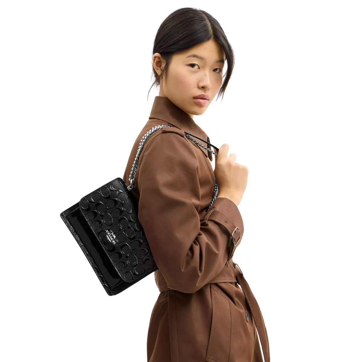 Coach Klare Crossbody Bag In Signature Leather Silver Black