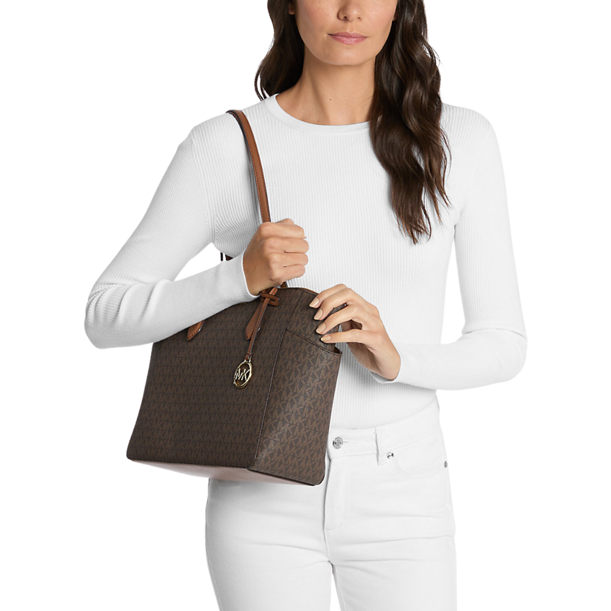 Michael Kors Marilyn Medium Signature Logo Tote Bag Brown