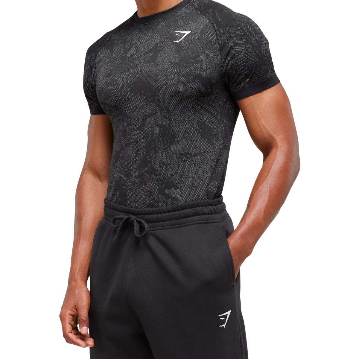 Gymshark Geo Seamless T-Shirt Black Charcoal Grey