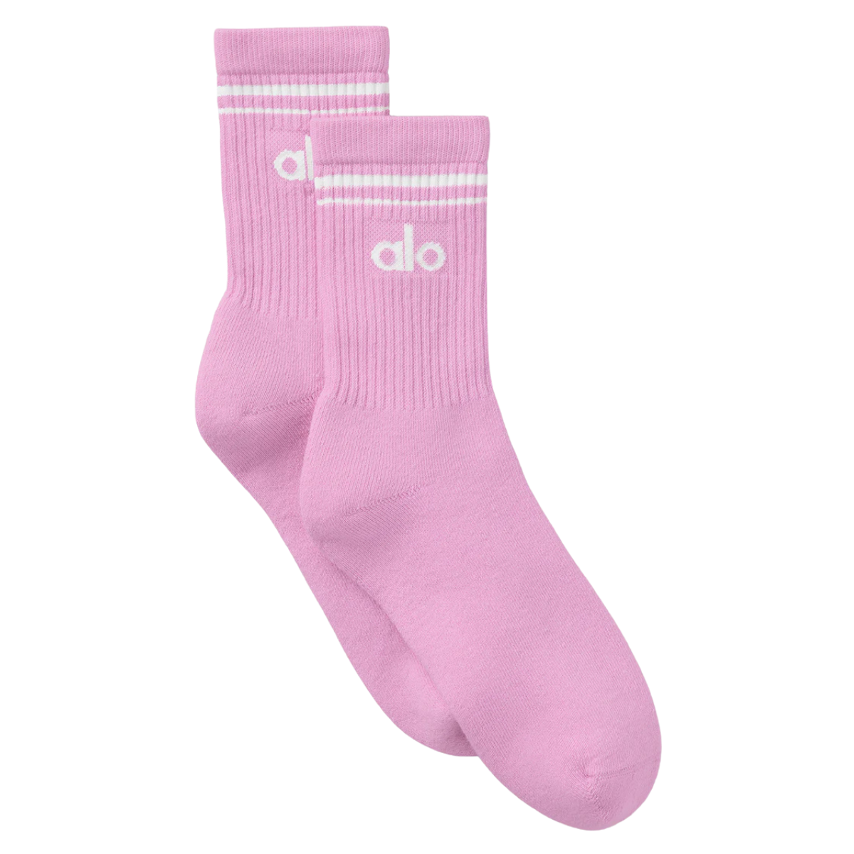 Alo Yoga Unisex Half-Crew Throwback Sock Candy Heart Pink White