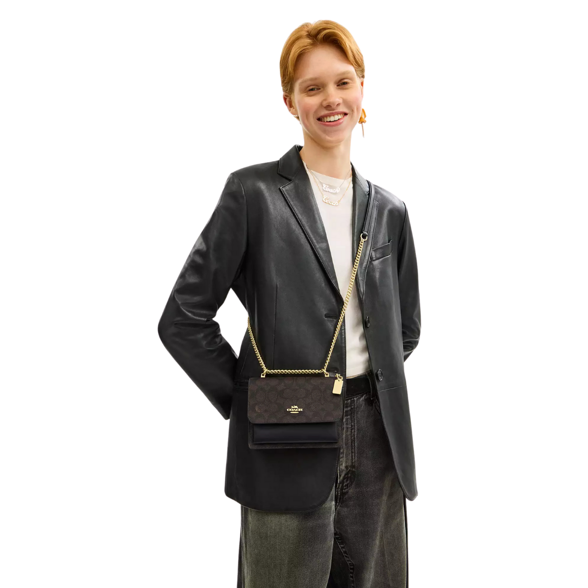 Coach Mini Klare Crossbody Bag In Signature Canvas Gold Walnut Black
