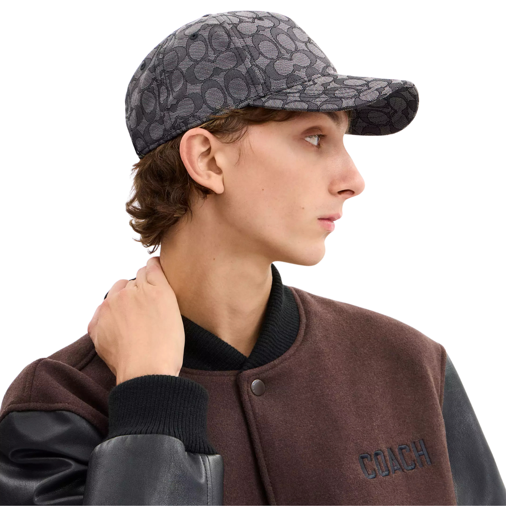 Coach Signature Jacquard Baseball Hat Charcoal