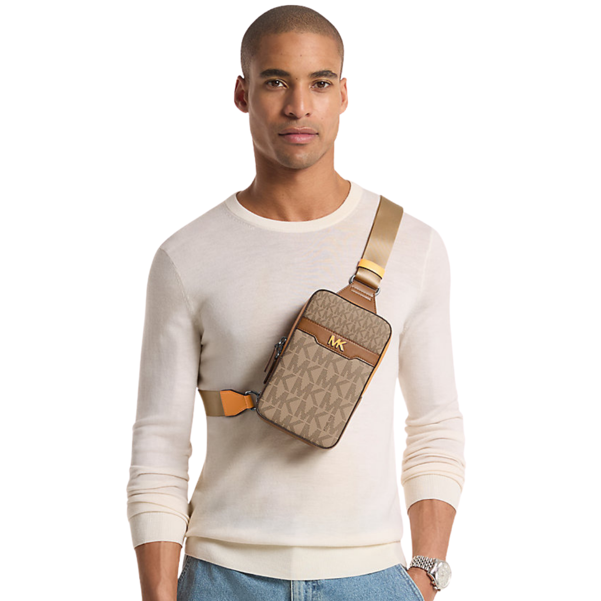 Michael Kors Cooper Small Signature Logo Sling Pack Cml Rorg Mul