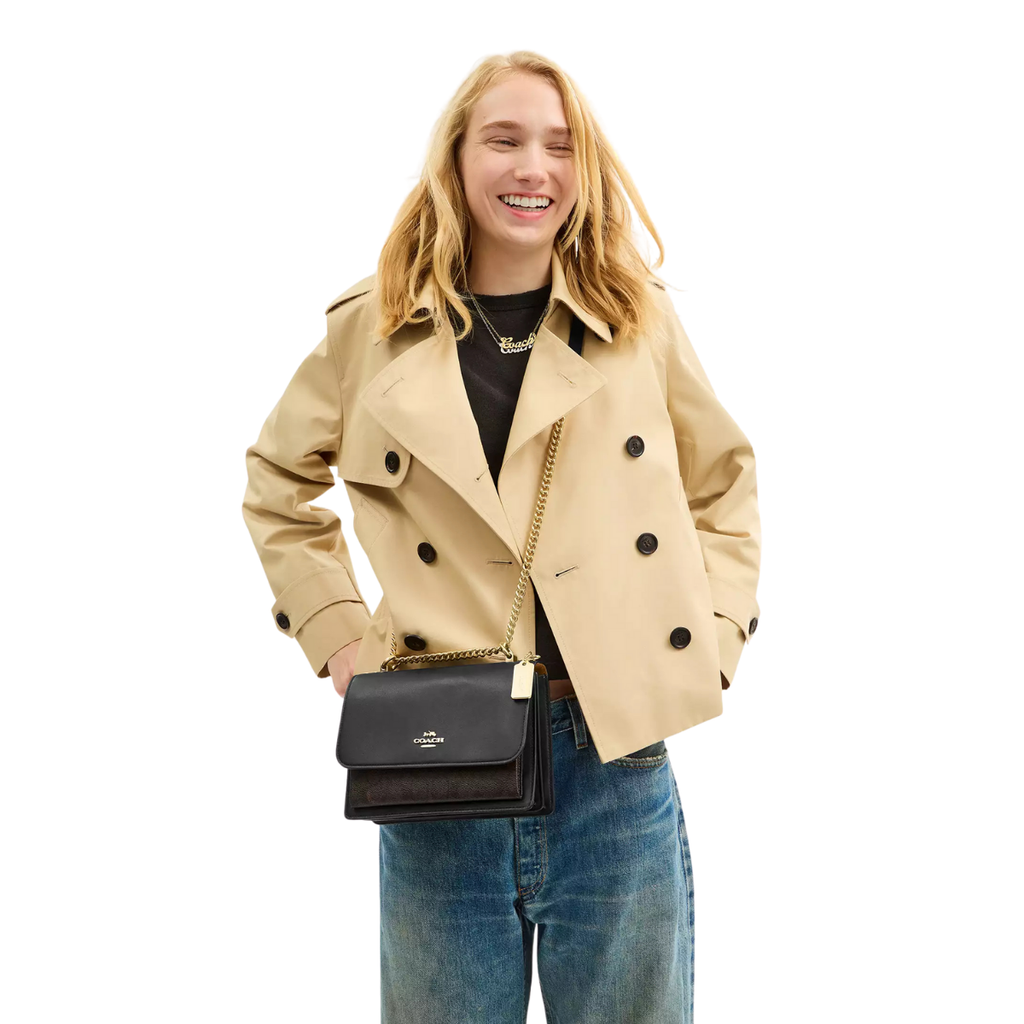 Coach Klare Crossbody Bag In Signature Canvas Gold Walnut Black