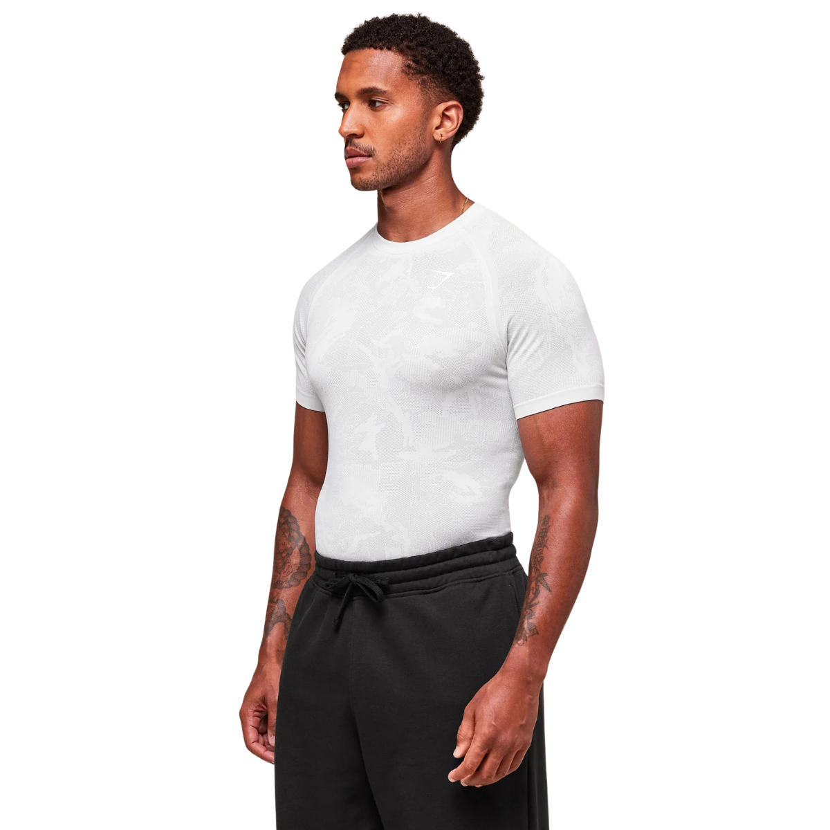 Gymshark Geo Seamless T-Shirt White Light Grey