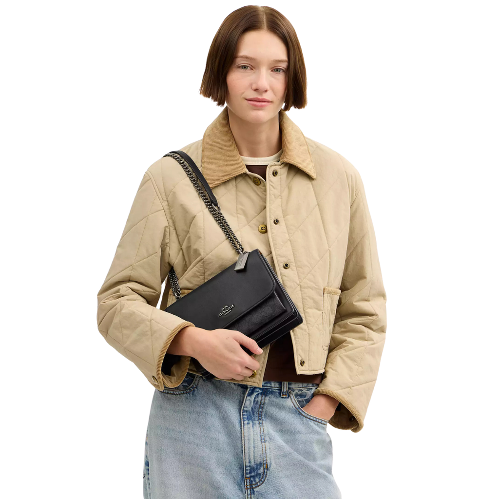 Coach Klare Crossbody Bag Signature Canvas Gunmetal Charcoal Black