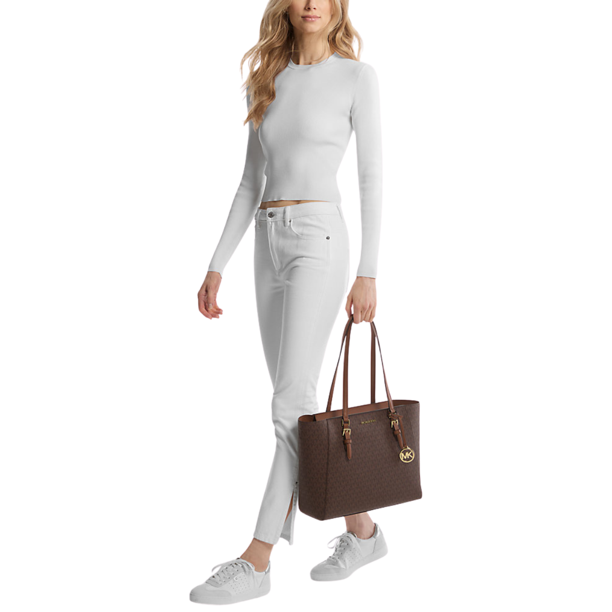 Michael Kors Charlotte Large 3-in-1 Signature Logo Tote Bag Brown