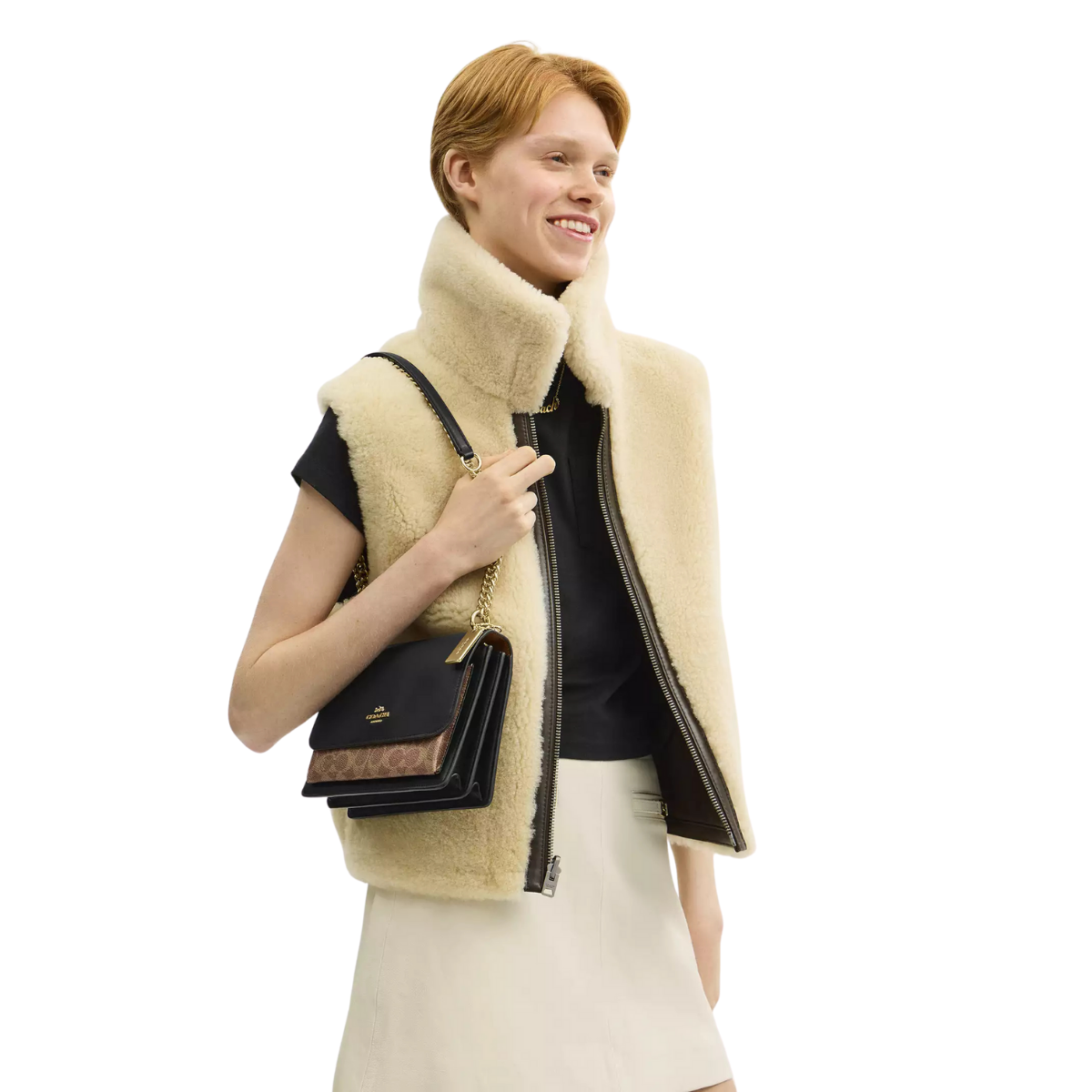 Coach Klare Crossbody Bag Signature Canvas Gold Tan Black