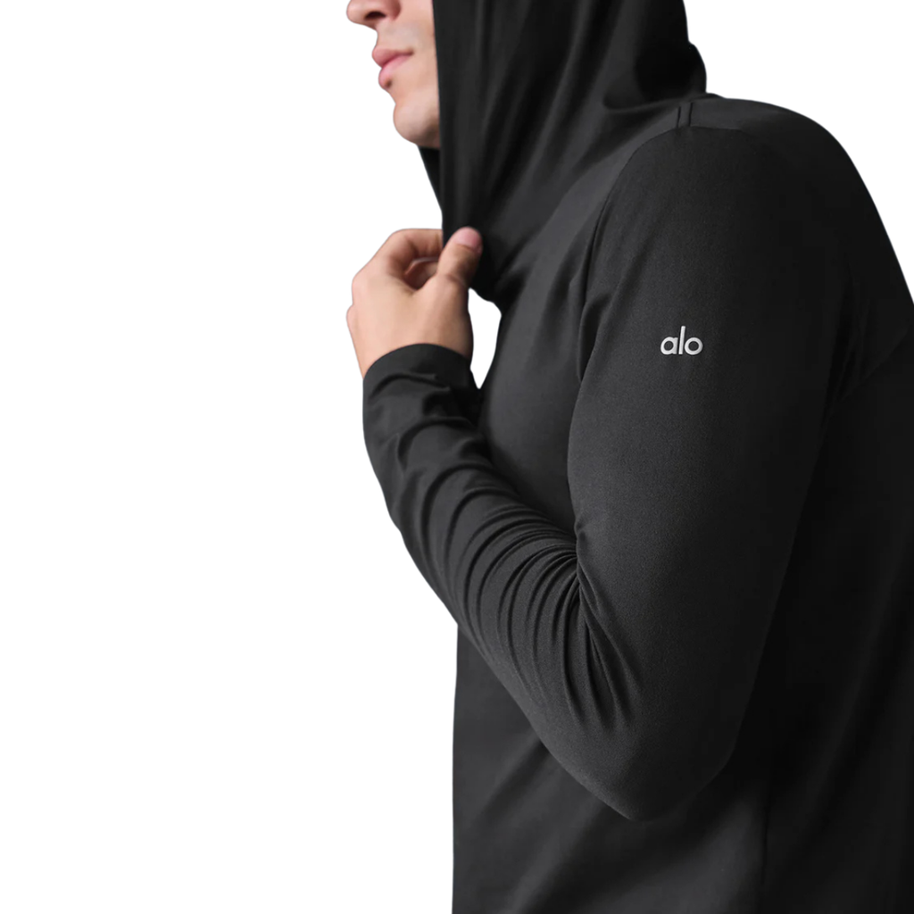 Alo Yoga Conquer Reform Long Sleeve With Hood Black