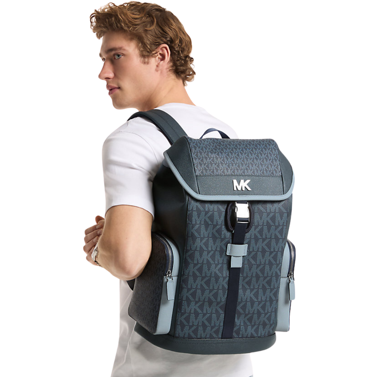Michael Kors Cooper Medium Signature Logo City Backpack Admirl Multi