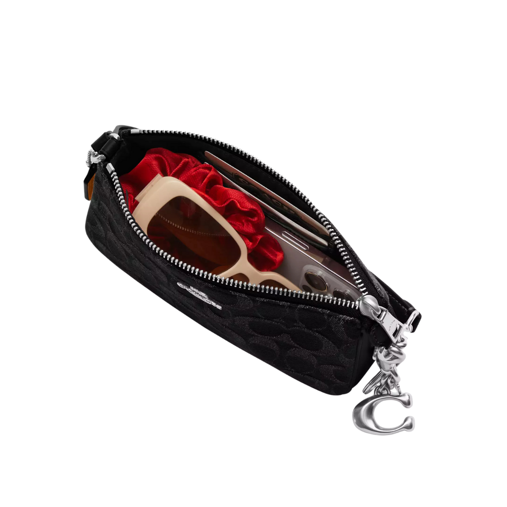 Coach Nolita 19 In Signature Denim Silver Black
