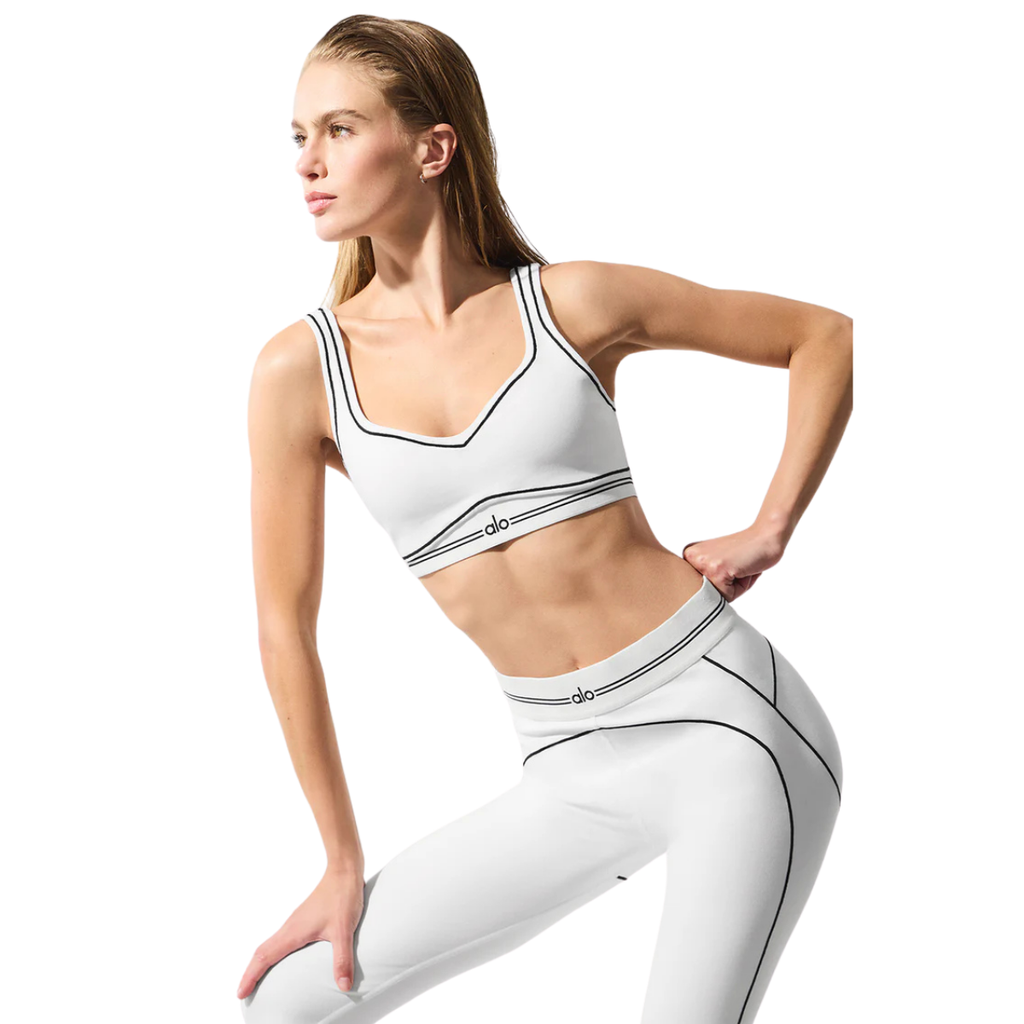 Alo Yoga Women's Airbrush Heart Throb Bra White Black