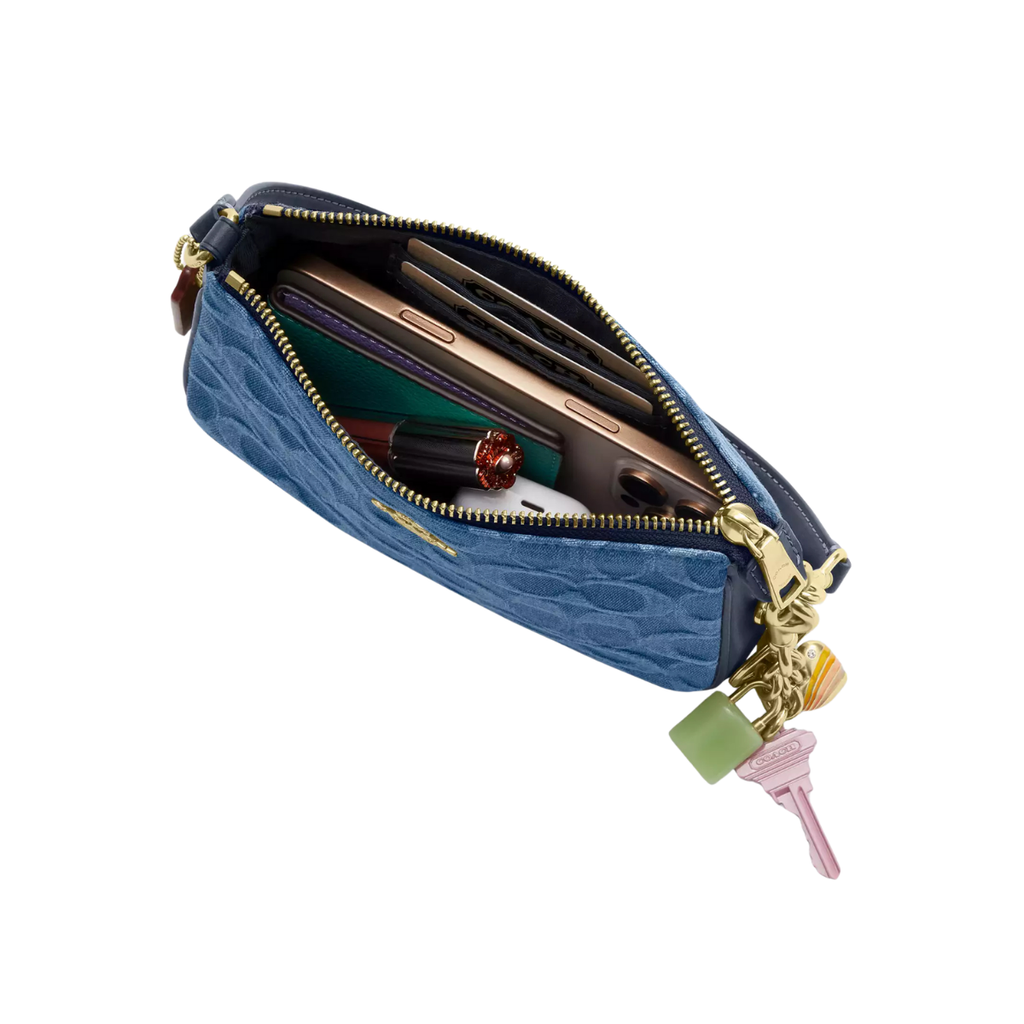 Coach Nolita 19 In Signature Denim Gold Indigo