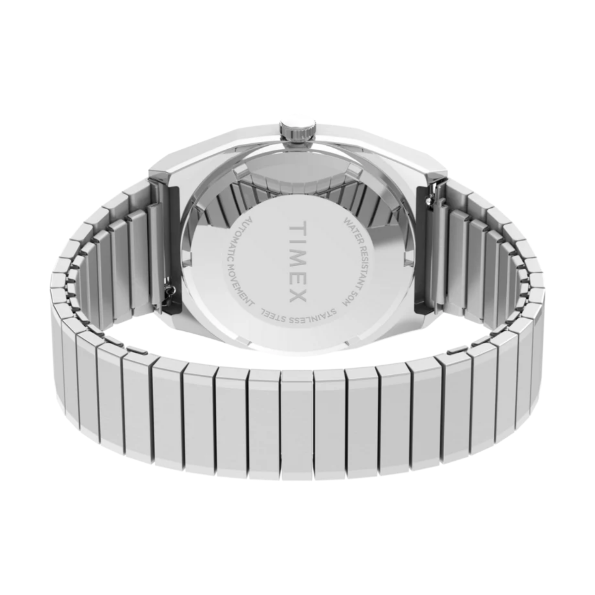 Timex Automatic 1983 E Line Reissue Silver Tone Dial Expansion Band Stainless Steel Watch