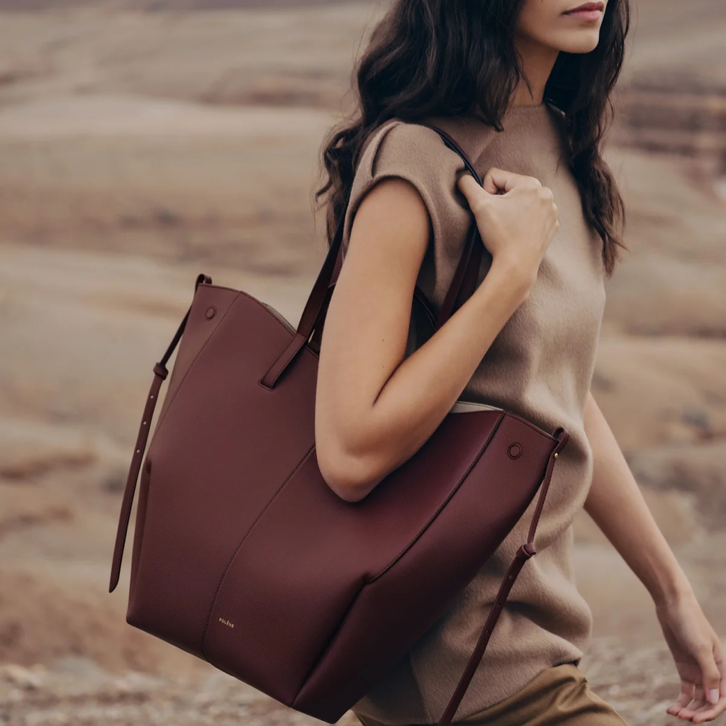 Polene Cyme Tote Textured Black Cherry