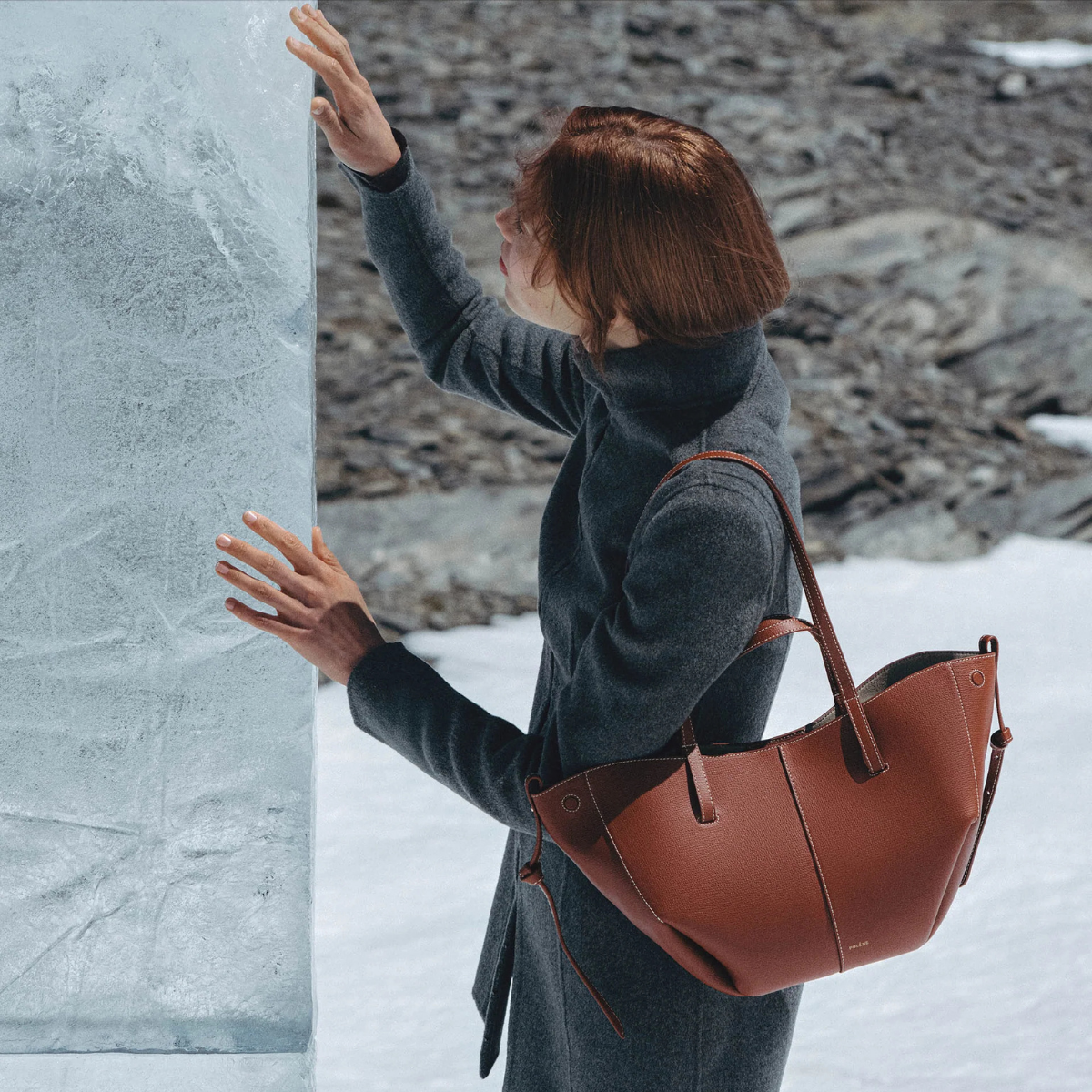 Polene Cyme Mini Textured Cognac