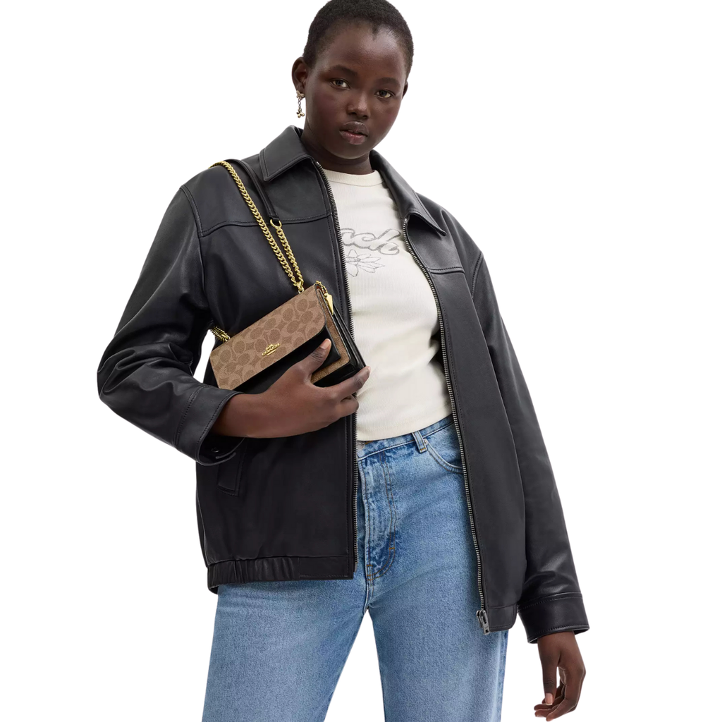 Coach Mini Klare Crossbody Bag In Signature Canvas Gold Tan Black