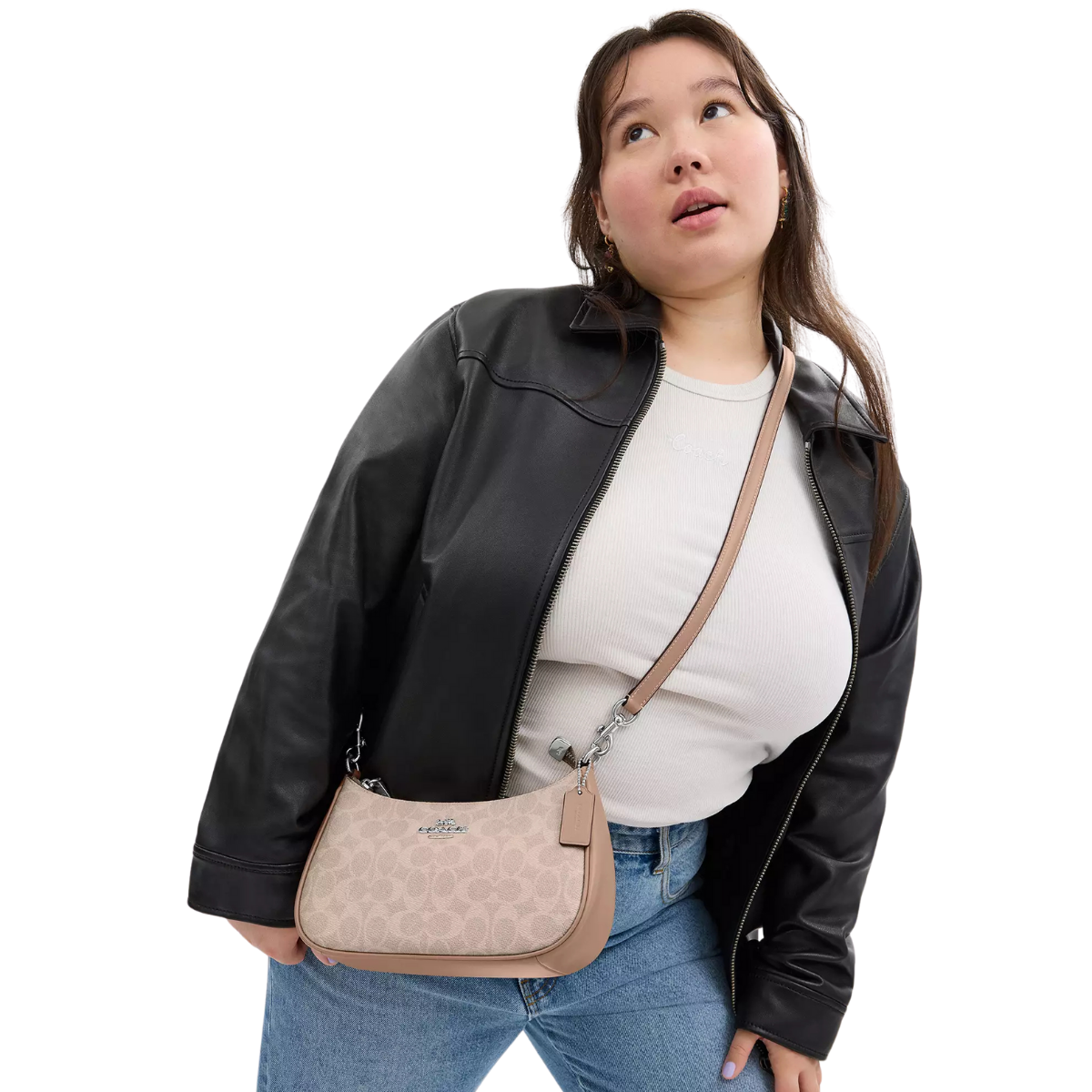 Coach Teri Shoulder Bag In Signature Canvas Silver Sand Taupe
