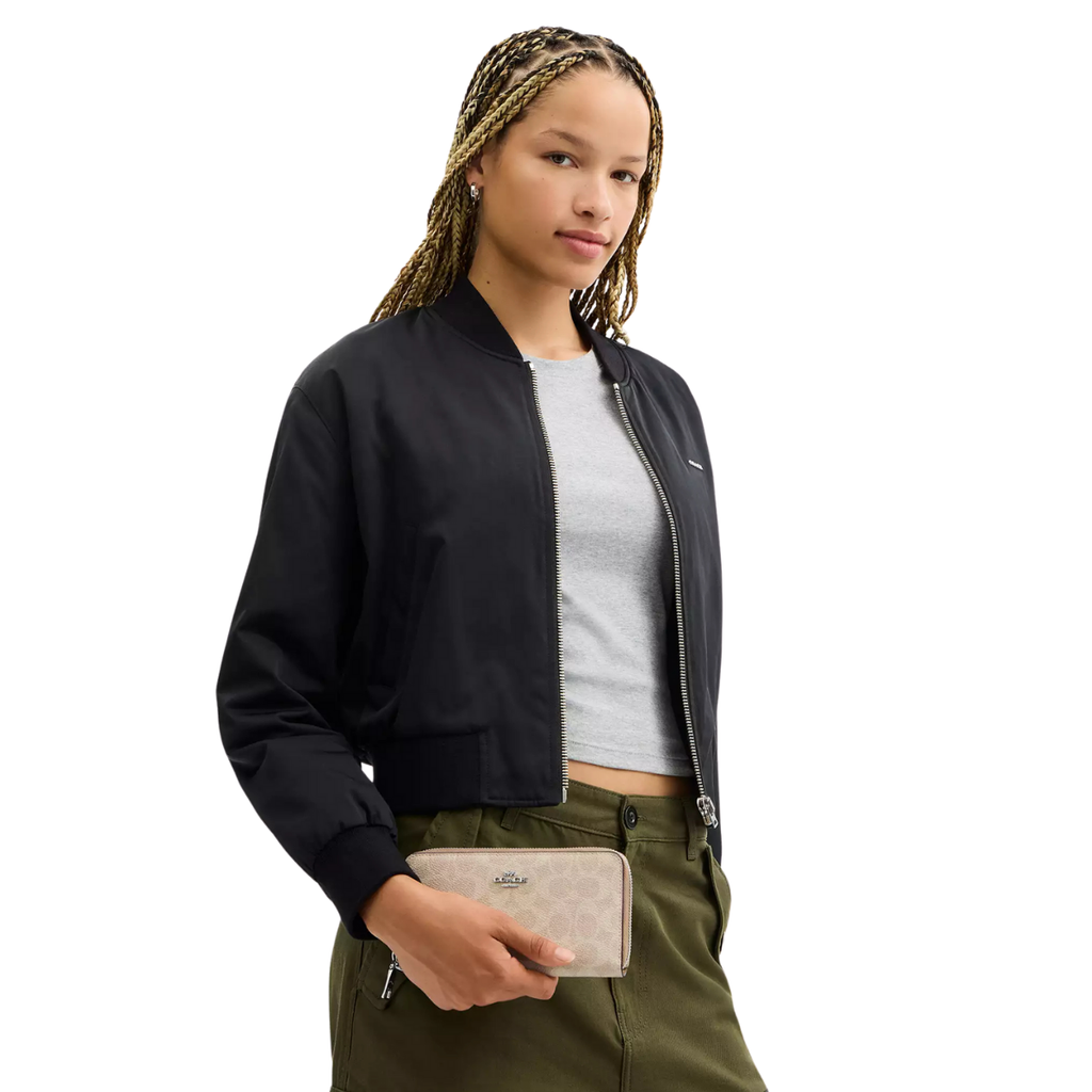 Coach Long Zip Around Wallet With Detachable Card Case In Signature Canvas Silver Sand Taupe