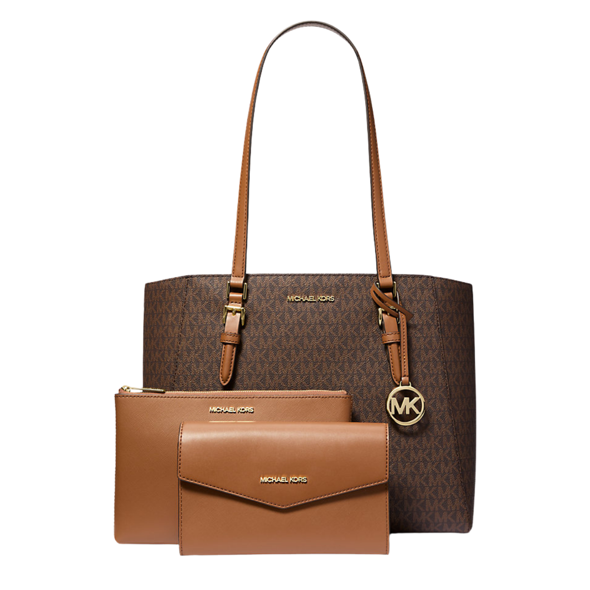Michael Kors Charlotte Large 3-in-1 Signature Logo Tote Bag Brown