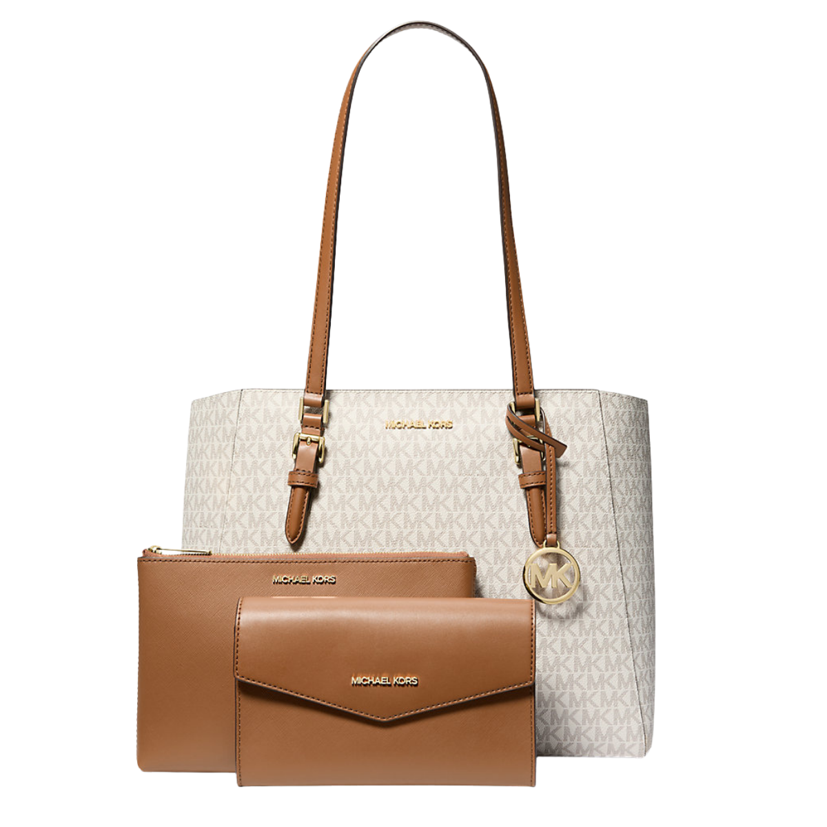 Michael Kors Charlotte Large 3-in-1 Signature Logo Tote Bag Vanilla