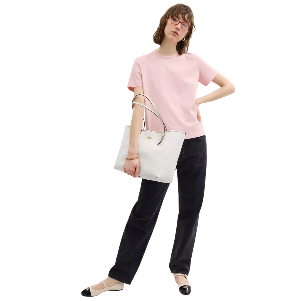 Coach City Tote Bag In Signature Canvas Gold White Chalk