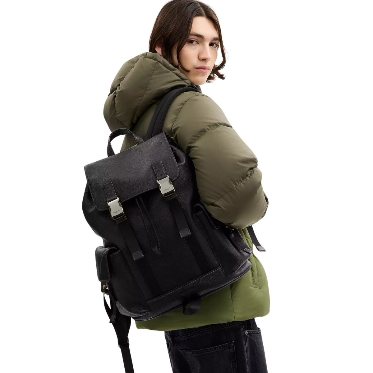 Coach Clark Backpack Pebbled Leather Gunmetal Black