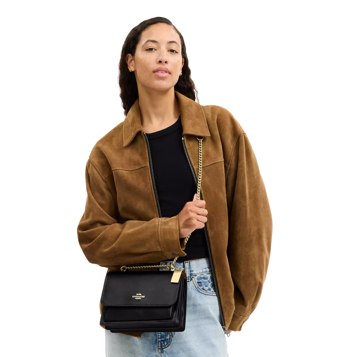 Coach Klare Crossbody Bag Calf Leather Gold Black