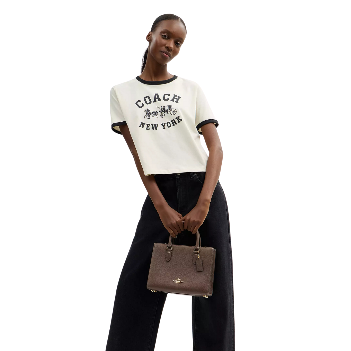 Coach Maggie Small Tote Bag Gold Dark Stone