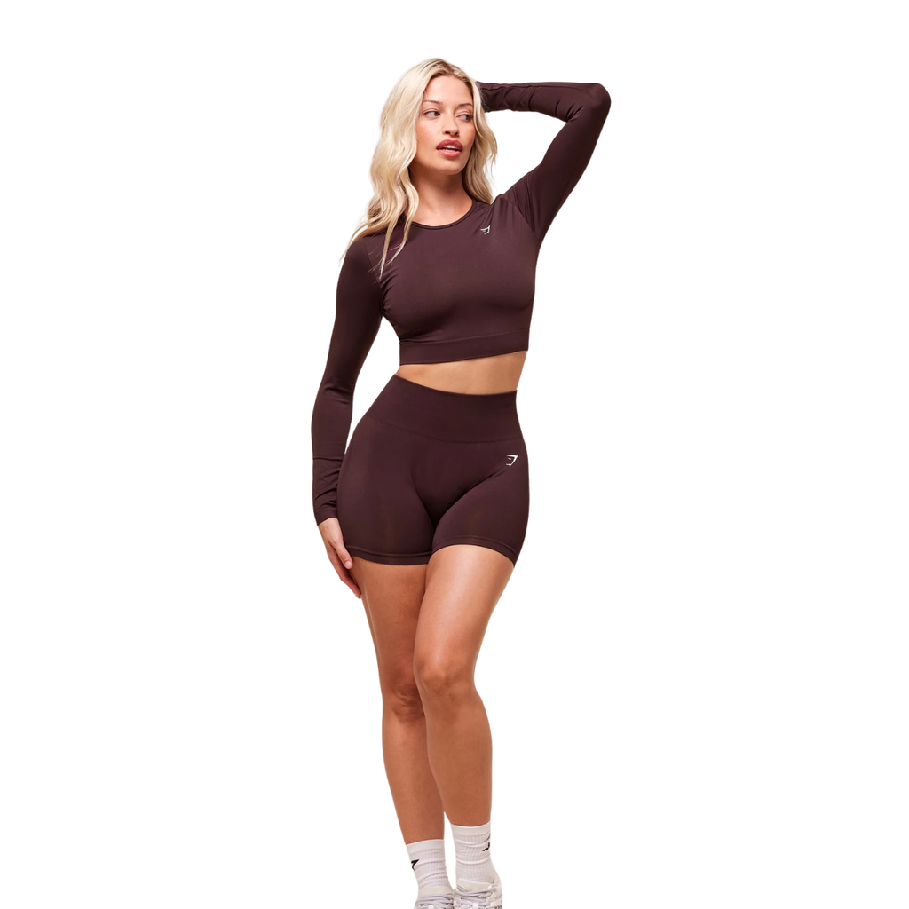 Women's Gymshark Everyday Seamless Long Sleeve Crop Top Cherry Purple